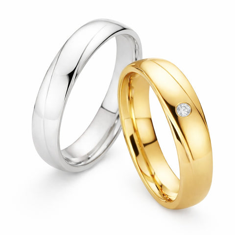 Duo d'alliances FIDÉLITÉ en or, argent et diamant