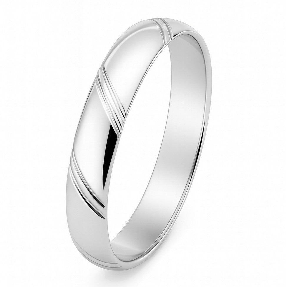 Alliance demi-jonc striée en argent massif 925