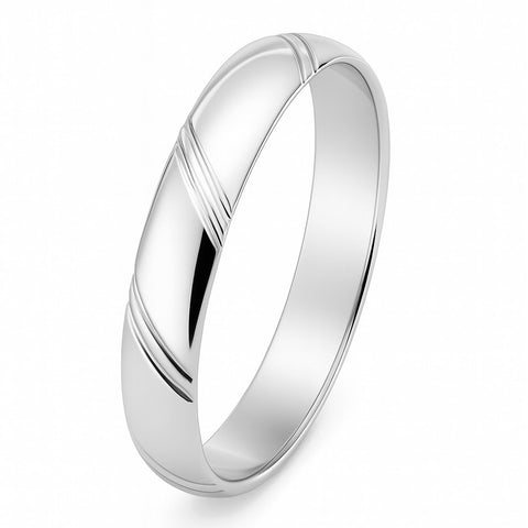 Alliance demi-jonc striée en argent massif 925