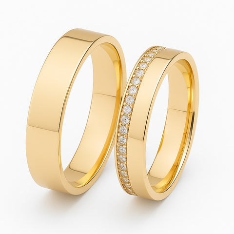 Duo d'alliances en or et diamant