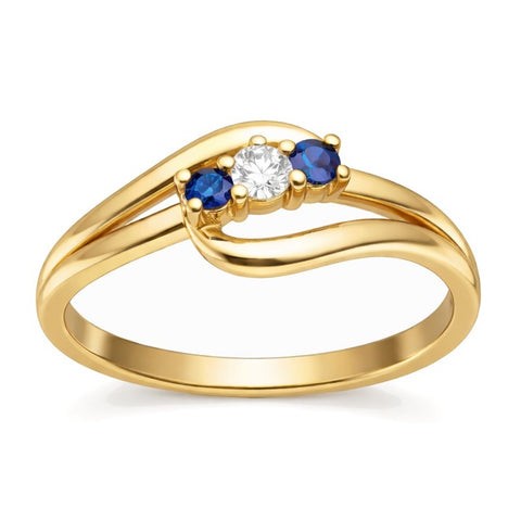 Bague SUZANNE en or, diamant et saphir