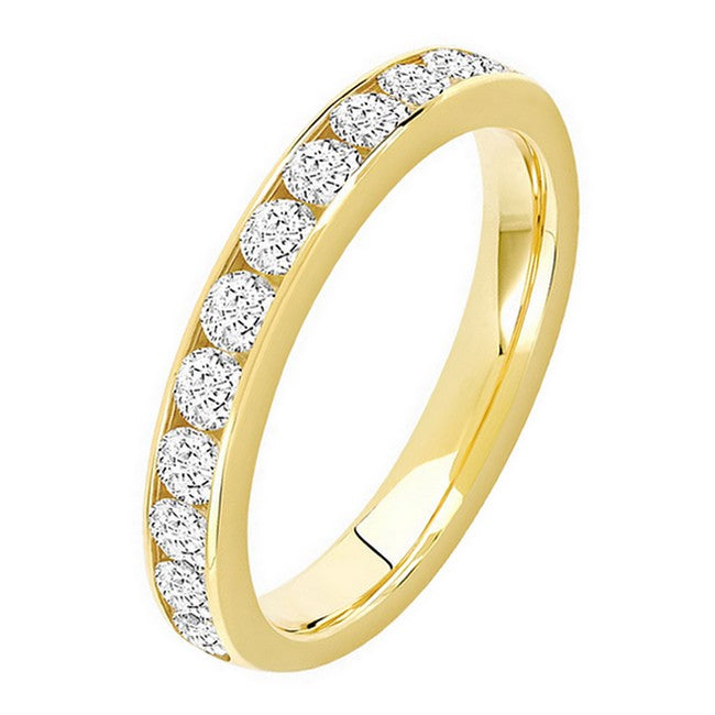 Alliance demi-tour diamant serti rail en or