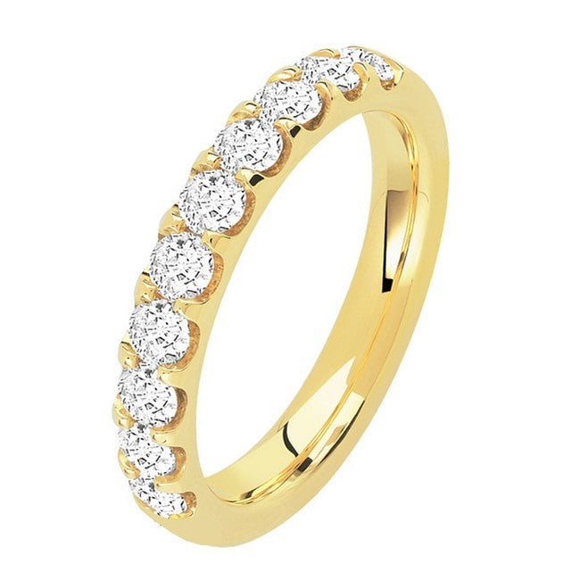 Alliance demi-tour diamant serti griffes Italien en or