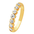 Alliance demi-tour zirconias, serti S, en or jaune 18 carats