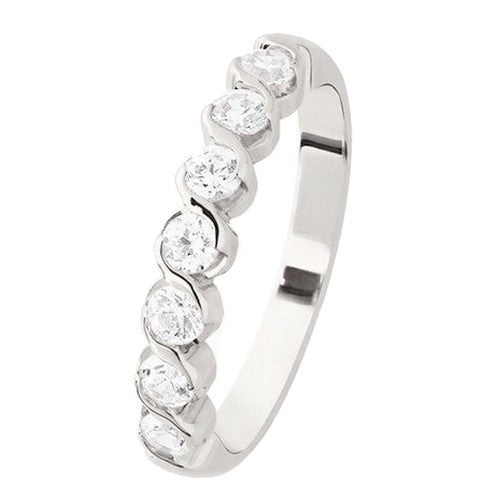Alliance demi-tour zirconias serti S en or 18 carats (4046000554036)