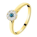 Bague FLEUR en or, diamant turquoise et blanc
