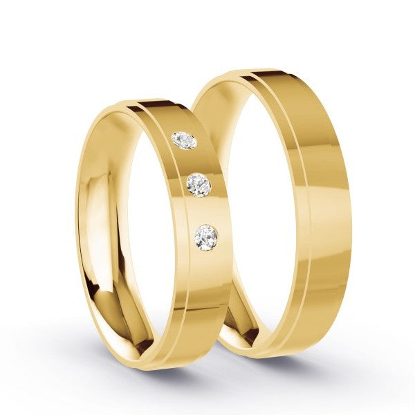 Duo d'alliances 2 niveaux, en or et diamants (1460116291636)