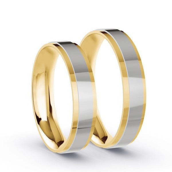 Duo d'alliances bicolores, 2 niveaux,  en or jaune, or blanc (1442921480244)