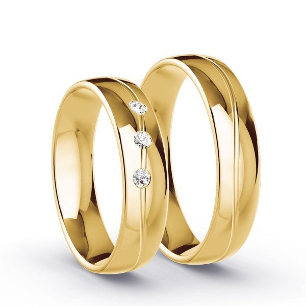 Duo d'alliances BONHEUR en or jaune et diamants (5053318365322)