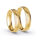 Duo d'alliances double rainures excentrées en or (1473656094772)