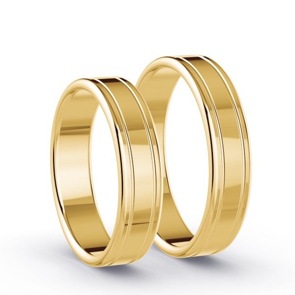 Duo alliances double rainure en or 18 carats (5058666201226)