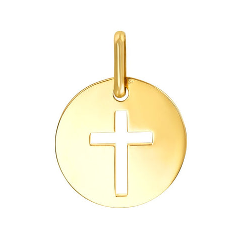 Médaille ronde croix ajourée en or 18 carats