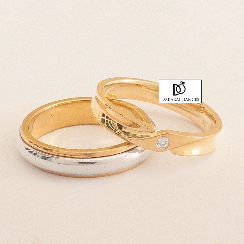 Alliances 2 ors homme et alliance diamant en or 18K (3750044237876)