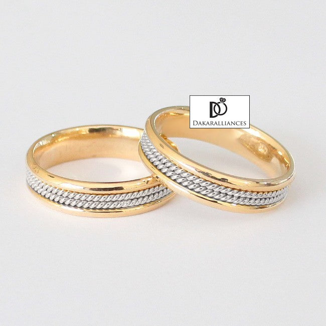 Duo d'alliances LIANES D'AMOUR en or blanc et or jaune (3701466398772)