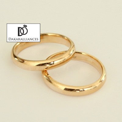 Duo d'alliances CLASSIQUES DEMI-JONC en or jaune 18 carats