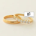 Alliance classique or + alliance demi-tour diamants en or jaune 18 carats (3737059885108)