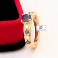 Bague de fiançailles Saphir, diamants en or 18 carats (1462653485108)