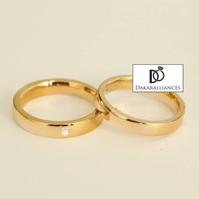 Duo alliances CLASSIQUES RUBAN CONFORT en or et diamant (4369146347658)