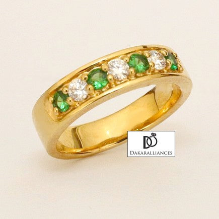 Alliance demi-tour ALINE en or, diamants et grenats (3761818665012)