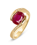Bague monture décalée en or, rubis et diamants (1457813225524)